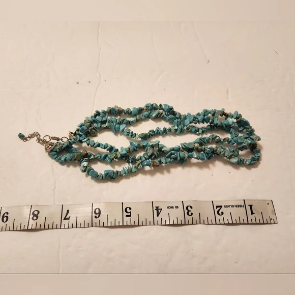 Genuine Tumbled Turquoise Multi-Layer Necklace - Picture 3 of 3